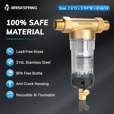 नवीनतम खाद्य ग्रेड जल पूर्व फिल्टर 50 माइक्रोन पुन: प्रयोज्य डिज़ाइन, बैकवॉश और घरेलू जल के लिए डीप क्लीनिंग सिस्टम के साथ