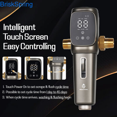 पूरी तरह से स्वचालित पूर्व फिल्टर स्मार्ट तलछट फिल्टर, ऑटो-फ्लश पूरे घर जल पूर्व फिल्टर घर की नलसाजी सुरक्षा के लिए