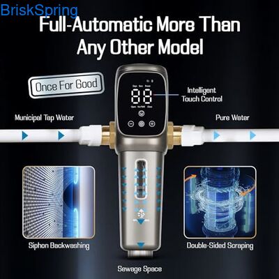 40 माइक्रोन पूर्ण स्वचालित पुनः प्रयोज्य स्पिन डाउन तलछट फिल्टर पूरे घर के लिए पानी पूर्व निस्पंदन के लिए