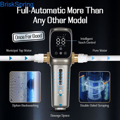 40 माइक्रोन पूर्ण स्वचालित पुनः प्रयोज्य स्पिन डाउन तलछट फिल्टर पूरे घर के लिए पानी पूर्व निस्पंदन के लिए