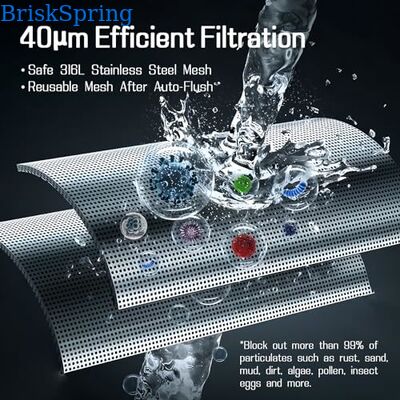Automatic Water Pre Filter Sediment Pre Filter with 40 Micron SUS316L Mesh and Timed Self Flushing for Whole House